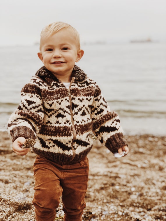 Hand-Knit Cowichan Zip Sweater