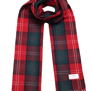 TARTAN SCARVE | A-W Find your clan | Red Scottish Unisex Scarves 100% Wool Christmas Theme