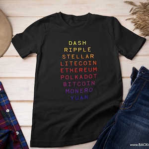 Crypto Men Women&#39;s Short Sleeve Tee, Father&#39;s Day Gift, Polkadot Shirt, Bitcoin Miner Shirt, Cryptocurrency T-shirt, Ethereum Chainlink Gift