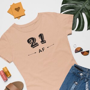 Camiseta de aniversário de 21 anos, camiseta Twenty One, camiseta de manga curta de malha neutra, presente de aniversário de 21 anos, 21 anos