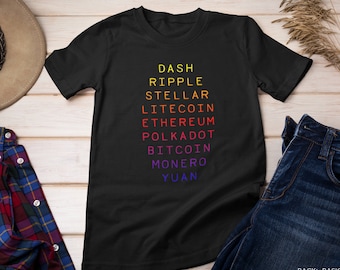 Crypto Men Women&#39;s Short Sleeve Tee, Father&#39;s Day Gift, Polkadot Shirt, Bitcoin Miner Shirt, Cryptocurrency T-shirt, Ethereum Chainlink Gift