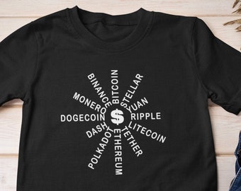 Crypto Currencies Short Sleeve Tee, Father&#39;s Day Crypto Shirt, Bitcoin Miner Shirt, Cryptocurrency T-shirt, Doge Coin Tee, Ethereum Gift