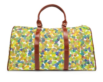 Yellow and Green Dots - Travel Bag, Duffle Bag, Weekender Travel Bag, Sleepover Bag, Overnight Bag, Sports Bag, Yoga Bag, Mother's Day Gift