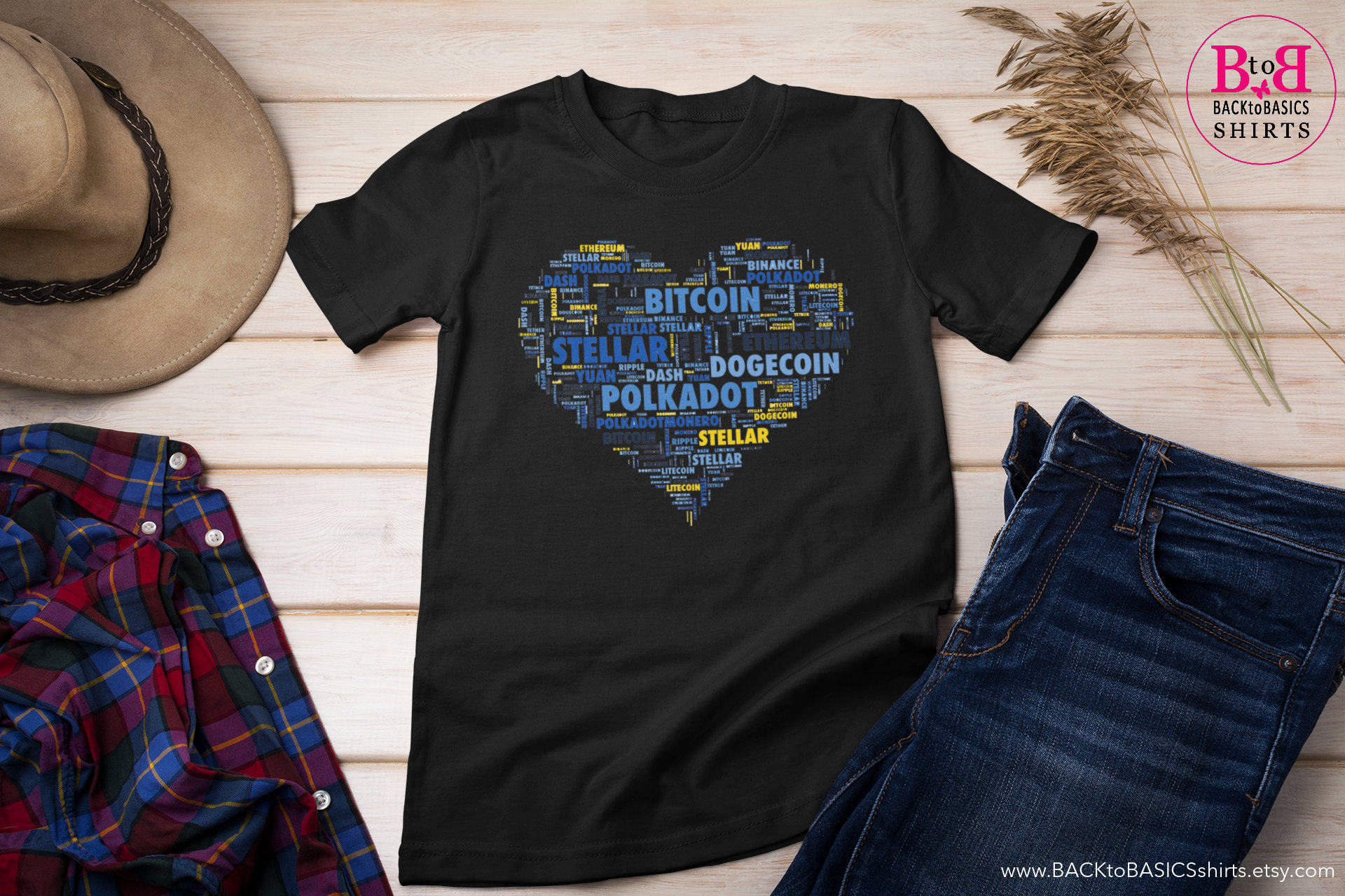 クリプトハートTシャツ：ビットコイン、ドージコイン、イーサリアムTシャツ - Etsy 日本
