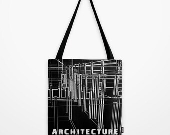 Market Bag, Tote Bag, Architecture Black White, Shoulder Bag, Graphics, Modern Bag,Urban Bag, Christmas Gifts, Entrepreneur Bag,Reusable Bag