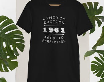 Personalized Birthday TShirt, 63 rd Birthday, Top Shirt Gift, Funny Birthday Shirt, Limited Edition Aged to Perfection, 63 Years, Born 1961