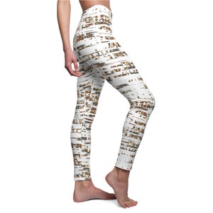 Women&#39;s Casual Leggings, Contemporary Chaos Brown Athletic Sportswear, Fun Colorful Girls Leggings, Trendy Workout Legging, Original Artwork