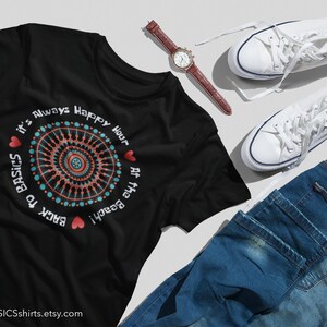 Happy Hour Beach Tee: Bella Canvas Cotton Blend T-Shirt