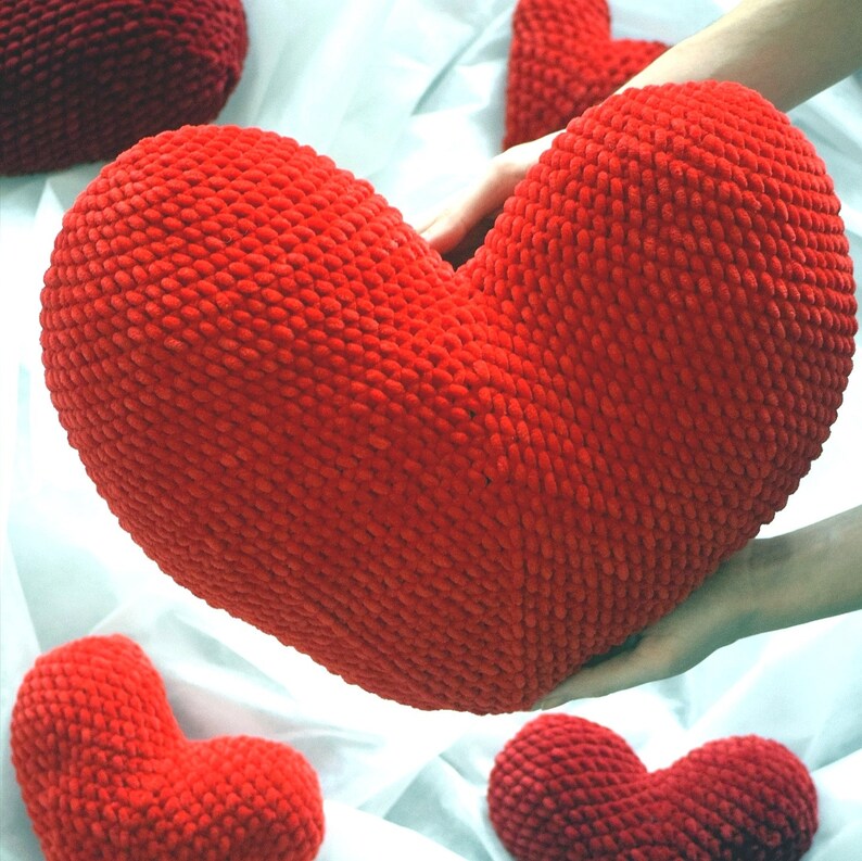 Big heart cushion crochet pattern amigurumi stuffed heart Etsy