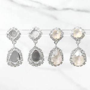 8.5mm (39ss) & 14mm x 10mm Pear | Two Setting | Stud Earrings | Empty Cup Jewelry