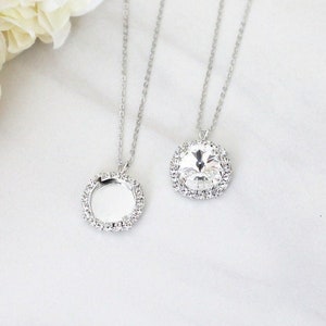 16mm | One Setting with Crystal Halo | Pendant On Necklace Chain | Empty Cup Jewelry