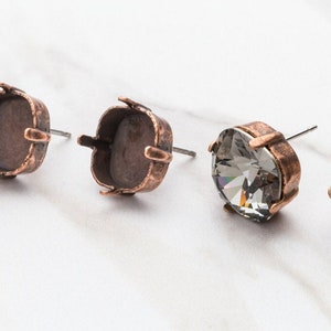 12mm Square Cushion Cut | Stud Earring | Empty Cup Jewelry
