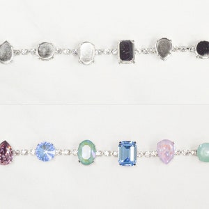 Overture Part B Bracelet | Multi Shape Bracelet | 14mm Rivoli, 18x13mm Pear,  18x13mm Oval, 18x13mm Octagon | Empty Cup Jewelry