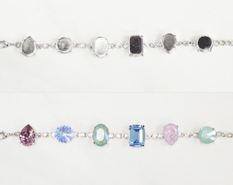 Overture Part B Bracelet | Multi Shape Bracelet | 14mm Rivoli, 18x13mm Pear,  18x13mm Oval, 18x13mm Octagon | Empty Cup Jewelry
