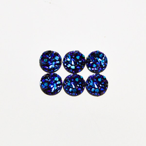 6 or 12 pcs | 8mm Druzy Cabochon | Indigo