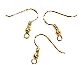 100 pcs 14 KT gold overlay hook ear wires, earring hooks, fish hook earring wires, french hook earrings Ships FROM USA