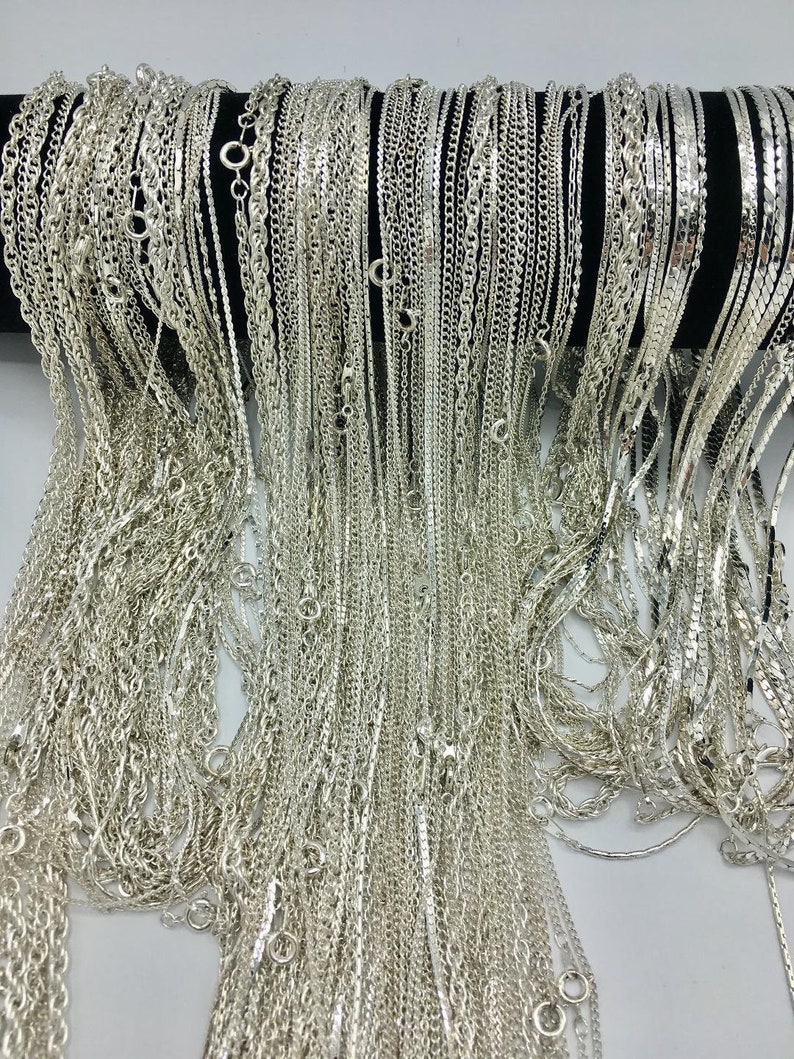 12 Piece Chain Assortment Sterling Silver Finish MADE IN USA