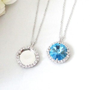18mm | One Setting with Crystal Halo | Pendant On Necklace Chain | Empty Cup Jewelry