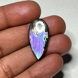 Rare Purple Labradorite Cabochon | purple fire Labradorite stone cabochon |  pear Shape Loose gemstone | 27x14x5mm