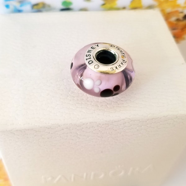 Authentic New Pandora Disney, Mickey Mouse Icon Pink Murano Glass Parks Exclusive Charm  Rare s925 Hot Limited