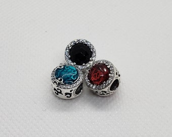 Authentic Pandora 3 New  Disney Charms Belle's Radiant Rose, Evil's Queen Black Magic and Haunted Mansion Hot S925 Charm Limited