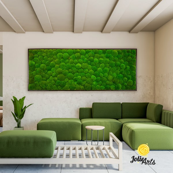 Mousse de boule naturelle préservée, vert clair, Moss Deisgn, Moss Painting, Moss Wall Art, Jolie Arts