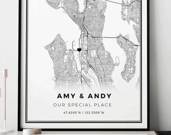 Valentines Day Gift, Custom City Map Poster, Personalized valentine present for her, him, girlfriend or boyfriend |  #COR