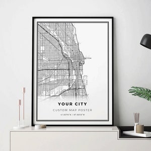 Custom city map print, City Street Road Map Poster, Any City Map, Personalized Map, Create your own personalized map |  #COR