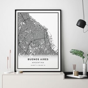Buenos Aires map print | Minimalistic wall art poster | City maps Scandinavian Artwork | Argentina gifts | Art With Paper | M704