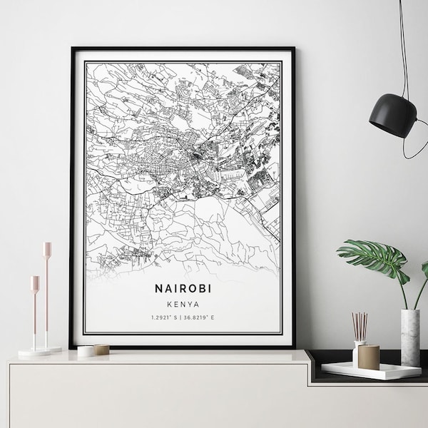 Map of Nairobi Wall Art - Etsy
