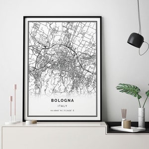 Bologna Map Print: Minimalist Black and White City Art
