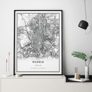 Madrid map print | Minimalistic wall art poster | City maps Scandinavian Artwork | Spain gifts | Poster Home | M518