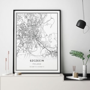 Szczecin map print | Minimalistic wall art poster | City maps Scandinavian Artwork | Poland gifts | For Living Room | M592