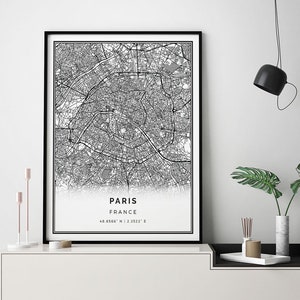 Paris map print | Minimalistic wall art poster | City maps Scandinavian Artwork | France gifts | Poster Minimalistic | M521