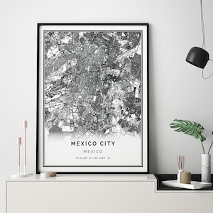 Mexico City map print | Minimalistic wall art poster | City maps Scandinavian Artwork | Mexico gifts | Art For Wall Decor | M696
