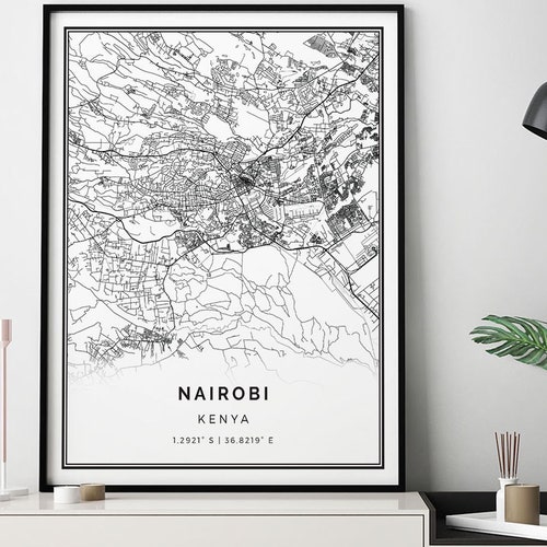 Nairobi Map Print Minimalistic Wall Art Poster City Maps - Etsy