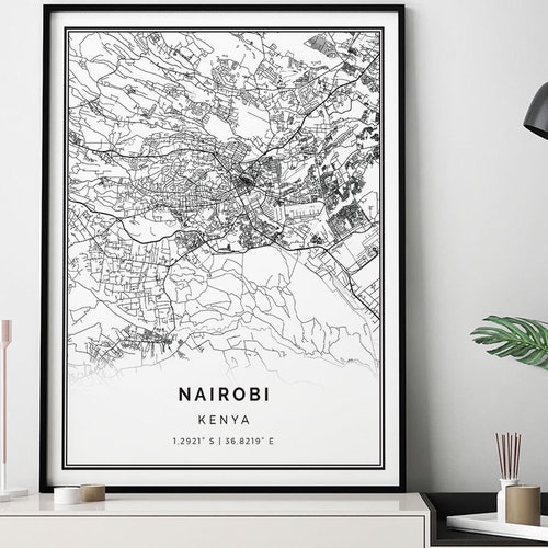 Nairobi Map Print Minimalistic Wall Art Poster City Maps Etsy