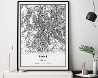Romemap print | Minimalistic wall art poster | City maps Scandinavian Artwork | Italy gifts | Poster Gift | M638