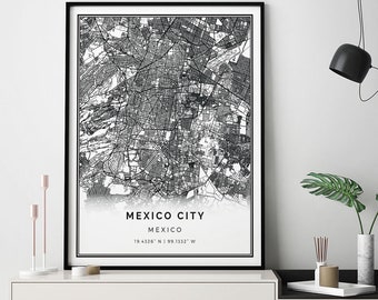 Mexico City map print | Minimalistic wall art poster | City maps Scandinavian Artwork | Mexico gifts | Art For Wall Decor | M696