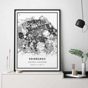 Edinburgh map print | Minimalistic wall art poster | City maps Scandinavian Artwork | United Kingdom gifts | For Living Room | M471