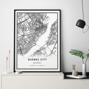 Quebec City map print | Minimalistic wall art poster | City maps Scandinavian Artwork | Quebec gifts | Wall Art Modern | M318