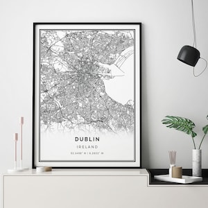 Dublin Map Print: Minimalist Black and White Scandinavian Art