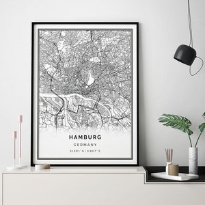 Hamburg map print | Minimalistic wall art poster | City maps Scandinavian Artwork | Germany gifts | Poster Scandinavian | M526