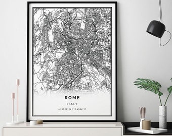 Rome map print | Minimalistic wall art poster | City maps Scandinavian Artwork | Italy gifts | Poster Living Room | M520