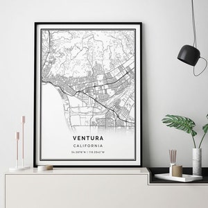 Ventura map print | Minimalistic wall art poster | City maps Scandinavian Artwork | California gifts | Poster Cities | M270