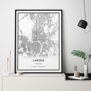Laredo map print | Minimalistic wall art poster | City maps Scandinavian Artwork | Texas gifts | Wall Art Poster | M80