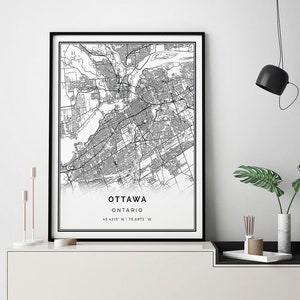Ottawa map print | Minimalistic wall art poster | City maps Scandinavian Artwork | Ontario gifts | Wall Art For Bedroom | M311