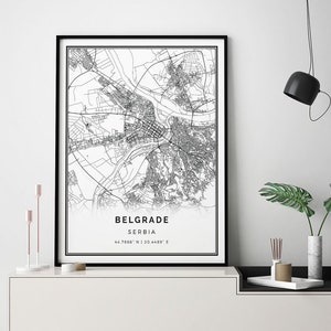 Belgrade map print | Minimalistic wall art poster | City maps Scandinavian Artwork | Serbia gifts | Print Poster | M538