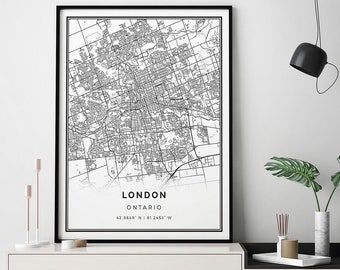 London map print | Minimalistic wall art poster | City maps Scandinavian Artwork | Ontario gifts | Wall Art Poster | M322