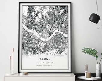 Seoul map print | Minimalistic wall art poster | City maps Scandinavian Artwork | South Korea gifts | Wall Art Living Room | M678